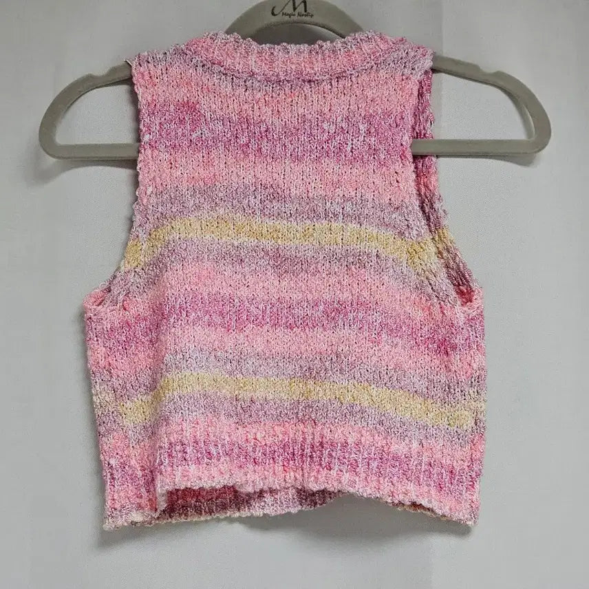 [BUNJANG] Pink Stripe Knit Vest / 핑크 스트라이프 니트 Vest