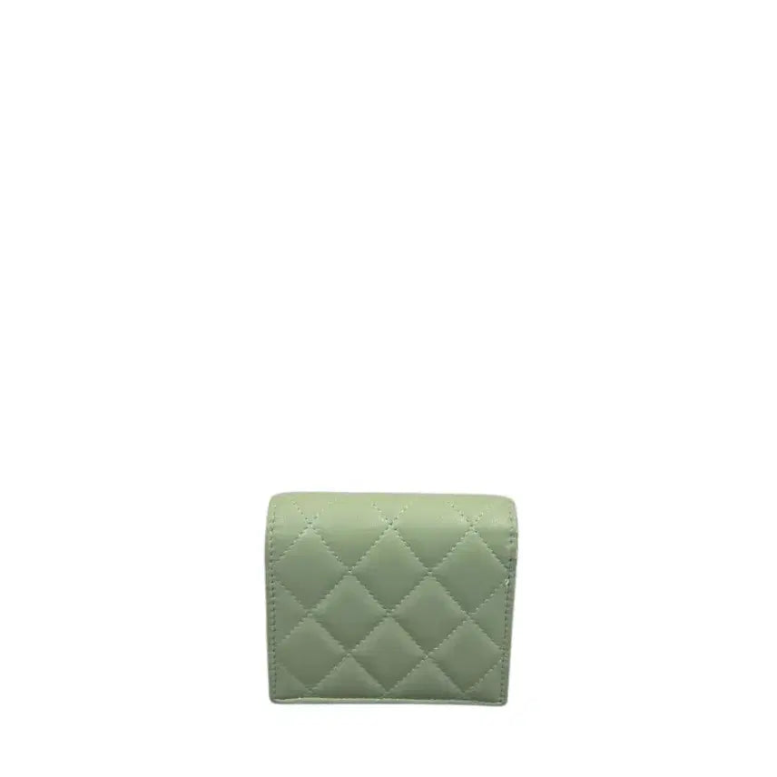 [BUNJANG] Chanel Green Quilted Silver Logo Bi-fold Wallet / [100% 정품] 샤넬 그린 퀄팅 은장 반지갑