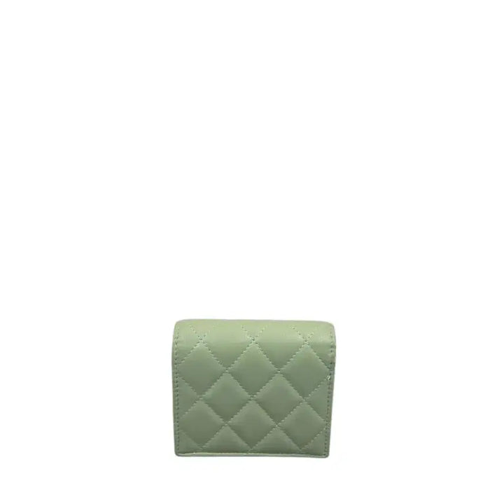 [BUNJANG] Chanel Green Quilted Silver Logo Bi-fold Wallet / [100% 정품] 샤넬 그린 퀄팅 은장 반지갑