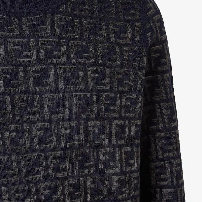 [BUNJANG] Fendi FF Logo Black Knit Wool Blend Sweater / (백화점판) 펜디 FF로고 블랙 니트