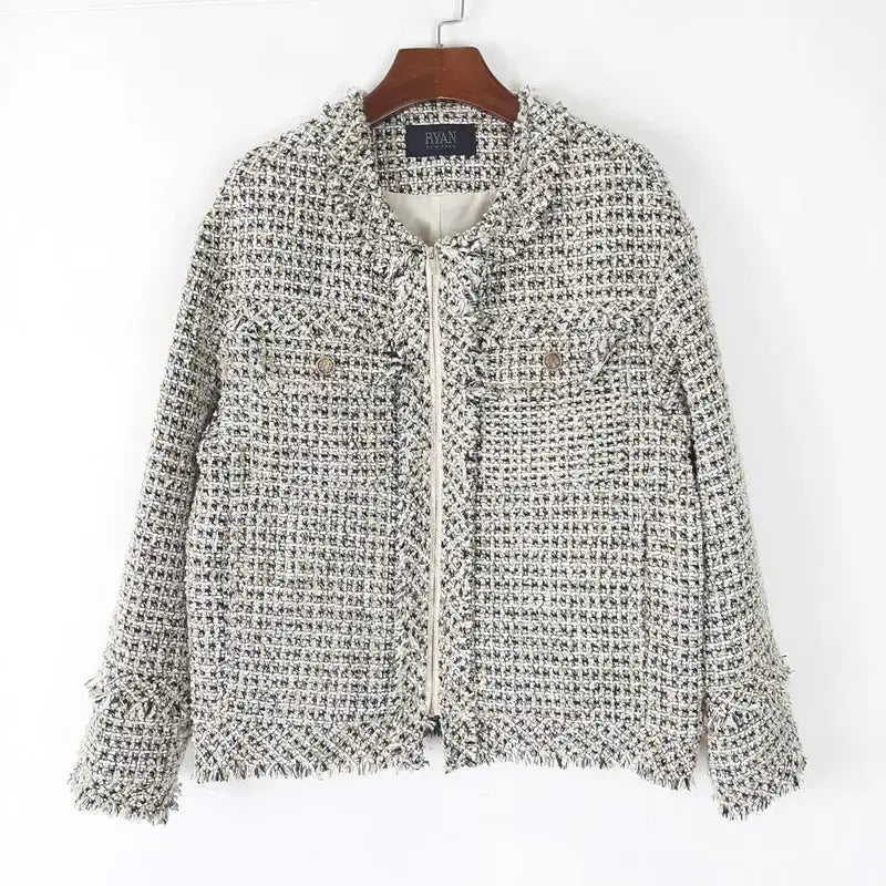 [BUNJANG] Rian New York Zip-Up Tweed Jacket / 리안뉴욕 집업 트위드자켓 95