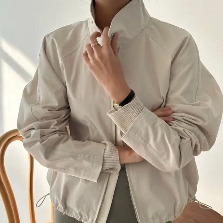 [BUNJANG] 23 Understanding Blouson Jacket Ivory High Neck Zip-Up Bomber / 23 언더스탠딩 블루종 자켓 아이보리 항공점퍼 봄버 바스락 하이넥 집업