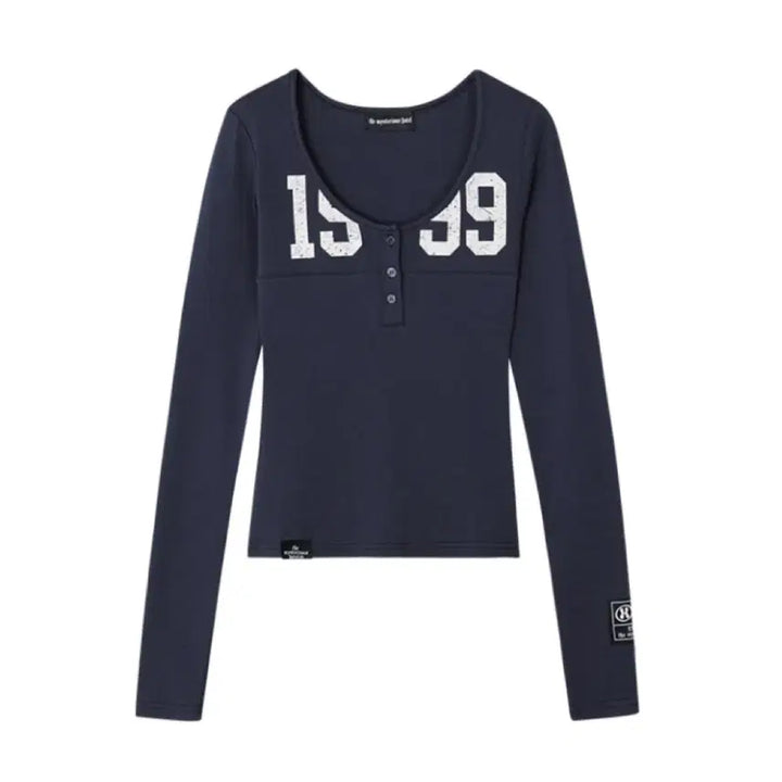 [BUNJANG] Misterious Hotel 1999 Button Sleeve Navy / 미스테리어스호텔 1999 버튼 슬리브