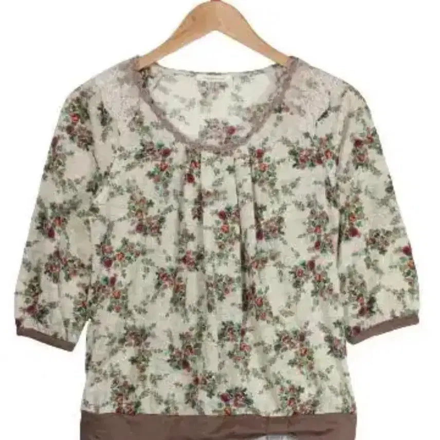 [BUNJANG] Floral Print Lace Blouse / 플라워 프린트 레이스 블라우스
