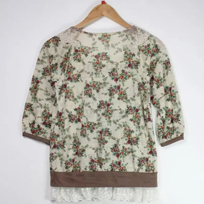 [BUNJANG] Floral Print Lace Blouse / 플라워 프린트 레이스 블라우스