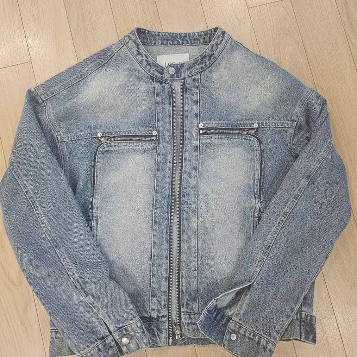 [BUNJANG] Denim Washing Biker Jacket / [새상품] 데님 워싱 바이커 청자켓
