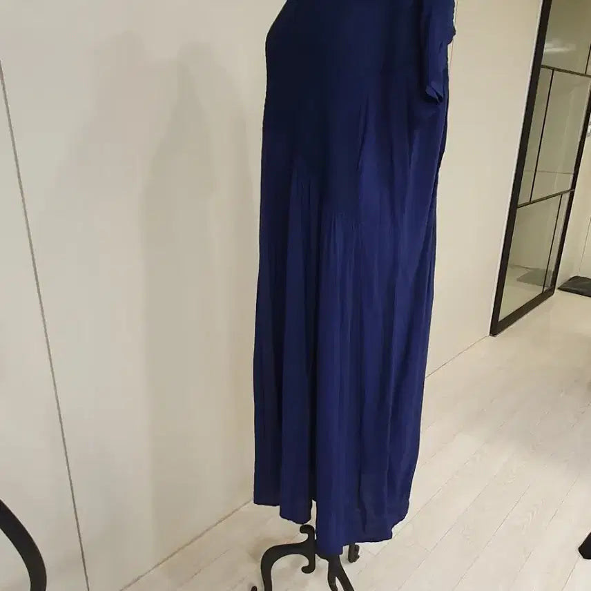 [BUNJANG] Navy Pleated Long Dress / 네이비 플리츠 롱 원피스