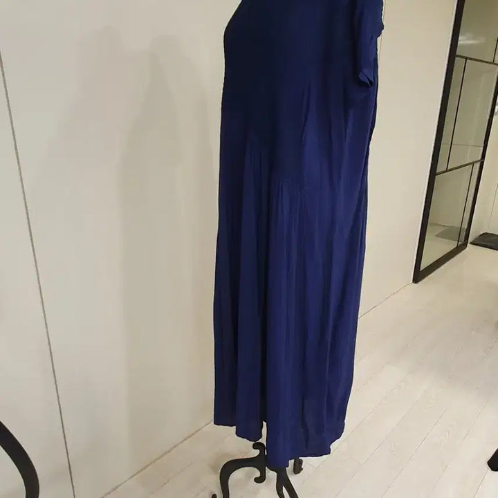 [BUNJANG] Navy Pleated Long Dress / 네이비 플리츠 롱 원피스