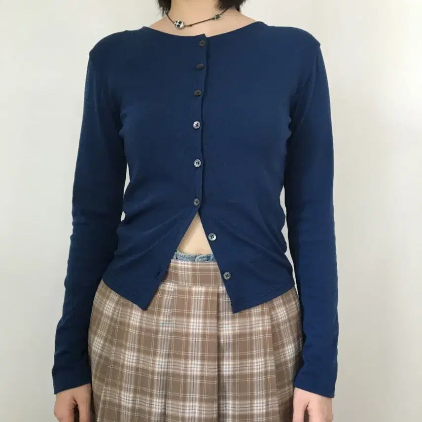 [BUNJANG] Doogi Silky Cardigan - Blue / 더기 실키 가디건 - 블루