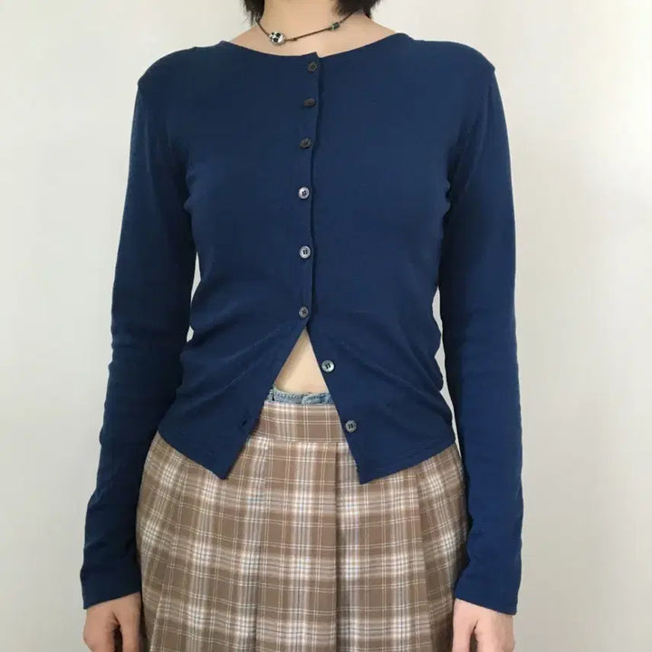 [BUNJANG] Doogi Silky Cardigan - Blue / 더기 실키 가디건 - 블루