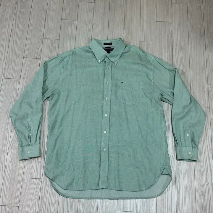[BUNJANG] Vintage Tommy Hilfiger Emerald Oversized Long Sleeve Shirt XL / 빈티지 타미힐피거 오버핏 긴팔셔츠xl 110느낌