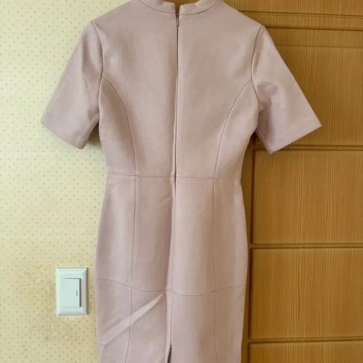 [BUNJANG] Pink Wool Midi Dress / 핑크 반팔 미디 모직 원피스