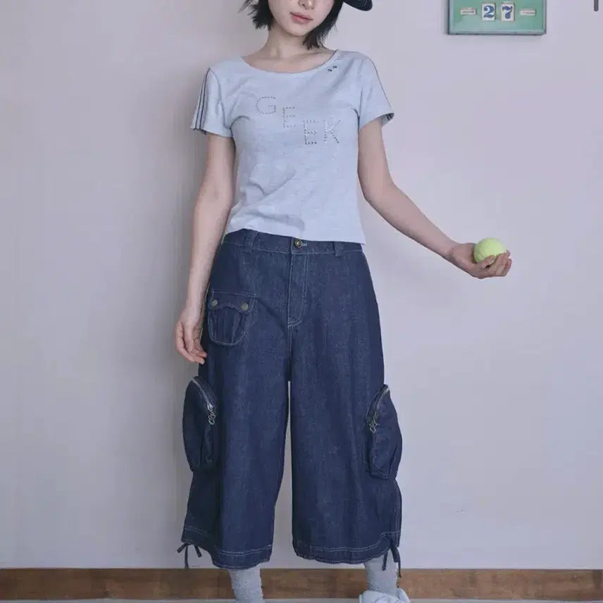 [BUNJANG] Hug Your Skin Washed Bermuda Cargo Pants (Denim) M Size / 허그유어스킨 워시드 버뮤다 카고팬츠 (데님) M size