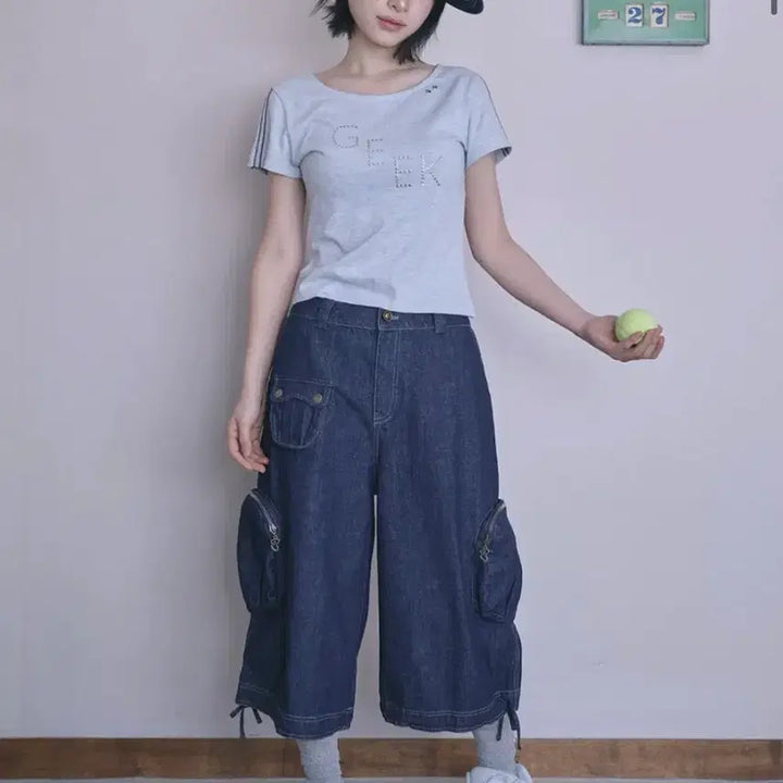 [BUNJANG] Hug Your Skin Washed Bermuda Cargo Pants (Denim) M Size / 허그유어스킨 워시드 버뮤다 카고팬츠 (데님) M size