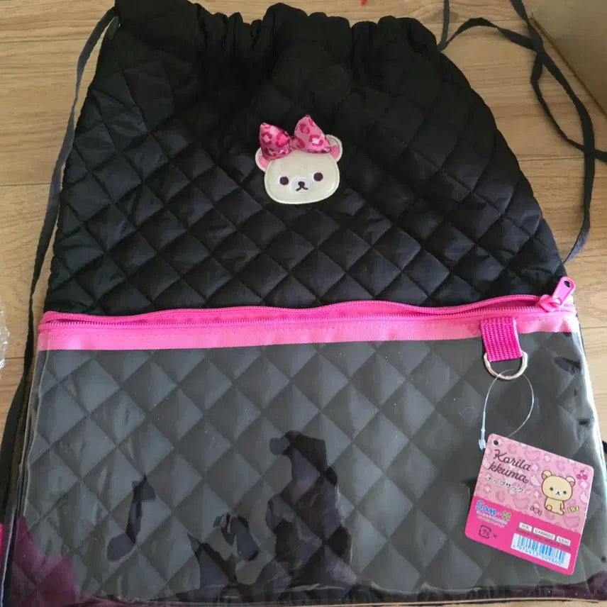 [BUNJANG] San-X Korilakkuma Quilted Backpack / 산엑스 코리락쿠마 투명 퀼팅 백팩