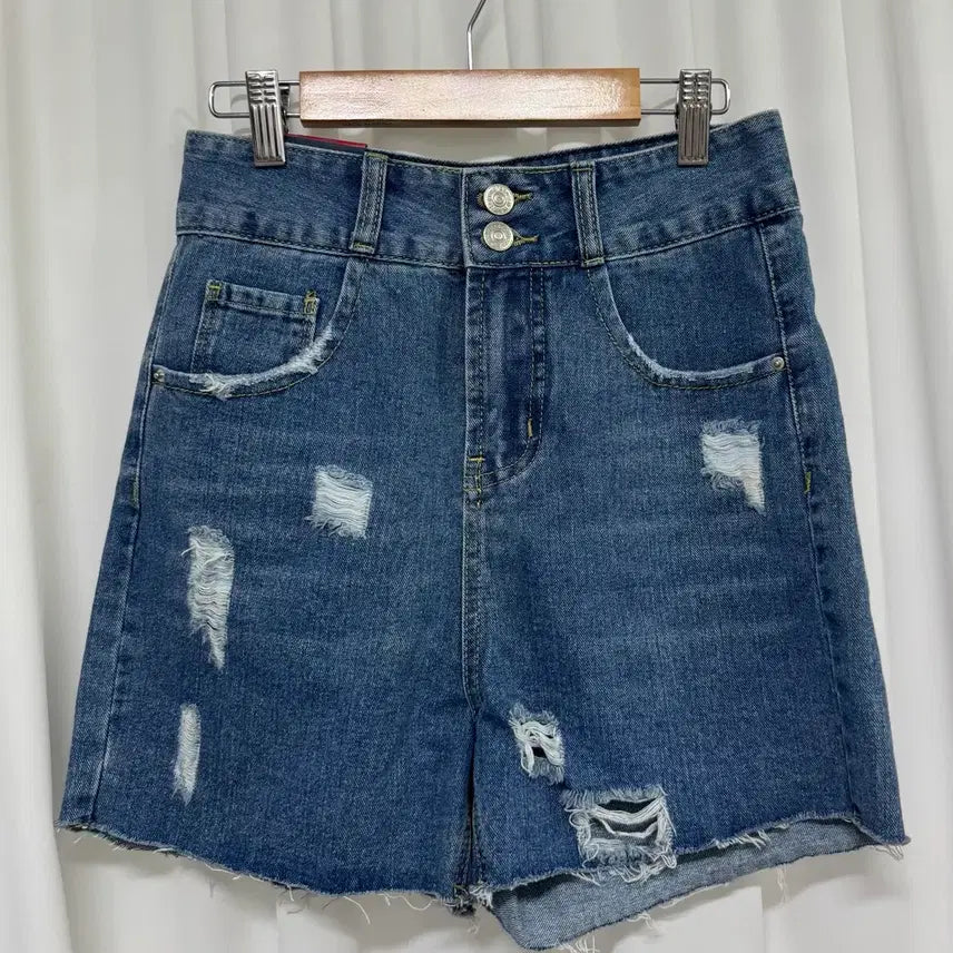 [BUNJANG] Denim Cut-off Shorts (Mid-Blue, Size S) / [새상품] 데미지 컷오프 데님 중청 숏팬츠 S