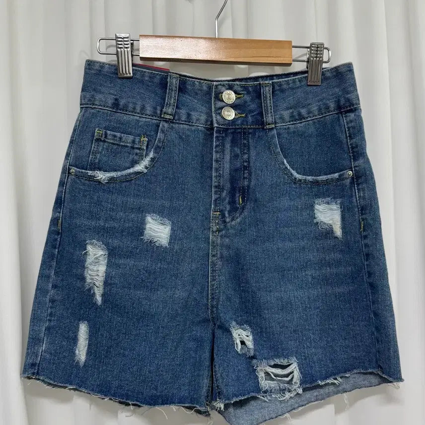 [BUNJANG] Denim Cut-off Shorts (Mid-Blue, Size S) / [새상품] 데미지 컷오프 데님 중청 숏팬츠 S