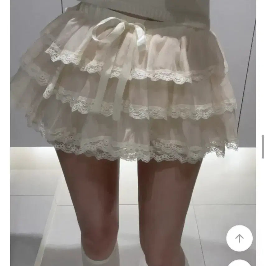 [BUNJANG] Ruffle Skirt - Cream / 발레코어룩 캉캉 스커트 허리밴딩-새제품