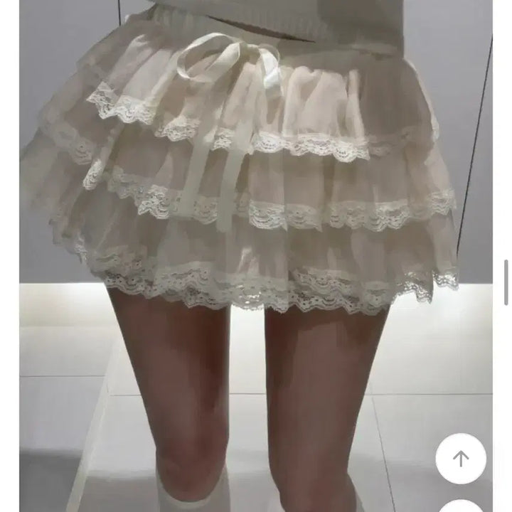 [BUNJANG] Ruffle Skirt - Cream / 발레코어룩 캉캉 스커트 허리밴딩-새제품