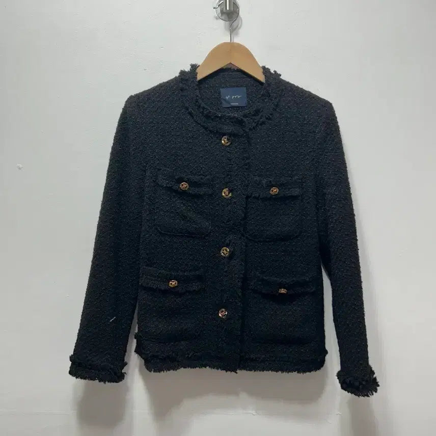 [BUNJANG] Black Tweed Gold Button Jacket / 블랙 트위드 금장 버튼 자켓 55