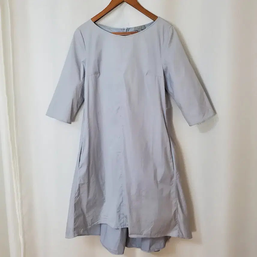 [BUNJANG] COS Sand Blue Cotton Side Pocket 7-8 Sleeve Midi Dress / 코스 원피스38