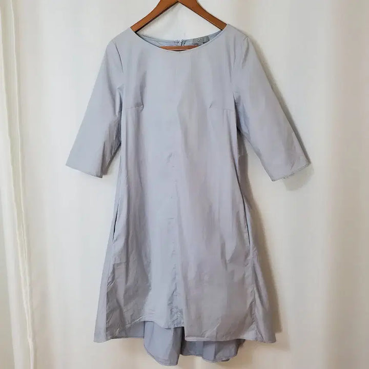 [BUNJANG] COS Sand Blue Cotton Side Pocket 7-8 Sleeve Midi Dress / 코스 원피스38