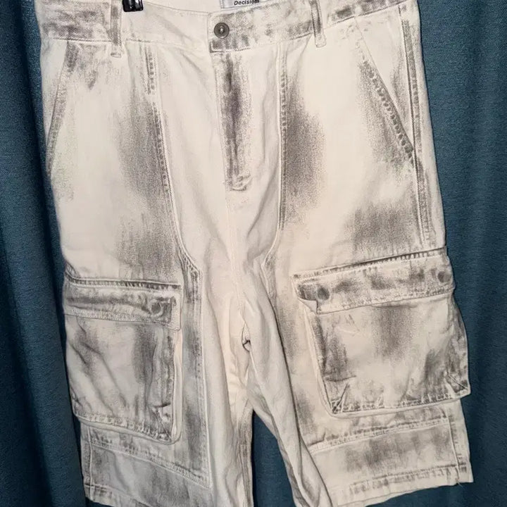 [BUNJANG] MJD Cargo Denim Bermuda Pants Dirty White / MJD 카고 데님 버뮤다 팬츠 더티 화이트 M