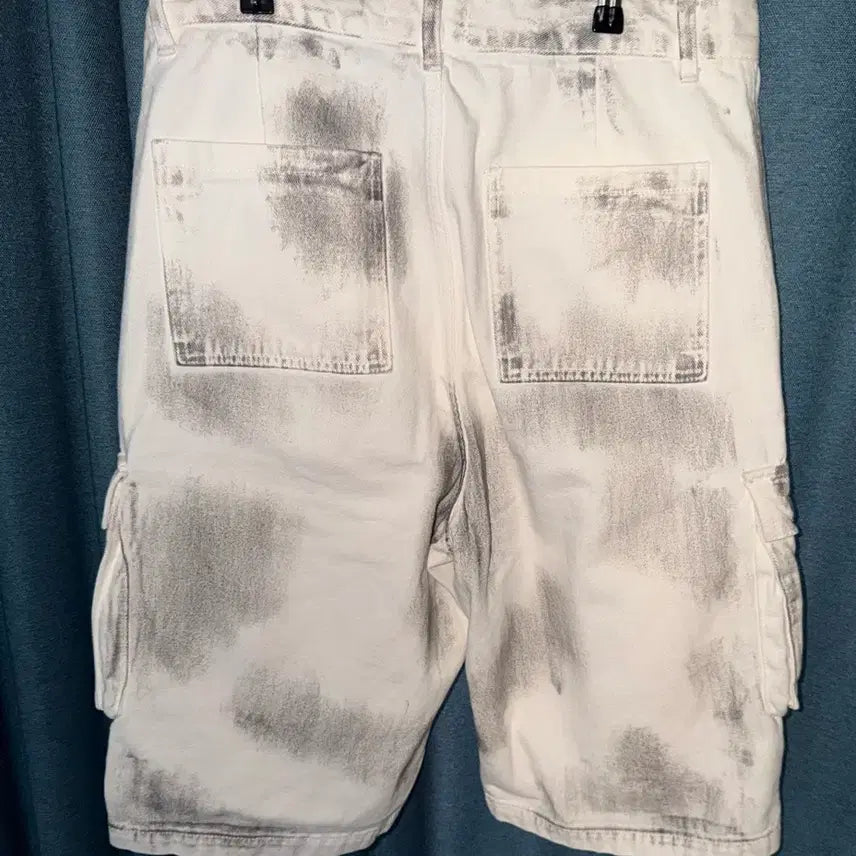 [BUNJANG] MJD Cargo Denim Bermuda Pants Dirty White / MJD 카고 데님 버뮤다 팬츠 더티 화이트 M