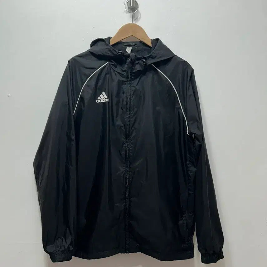 [BUNJANG] Adidas Black Windbreaker Hooded Zip-Up XL / 아디다스 블랙 바람막이 후드집업 XL
