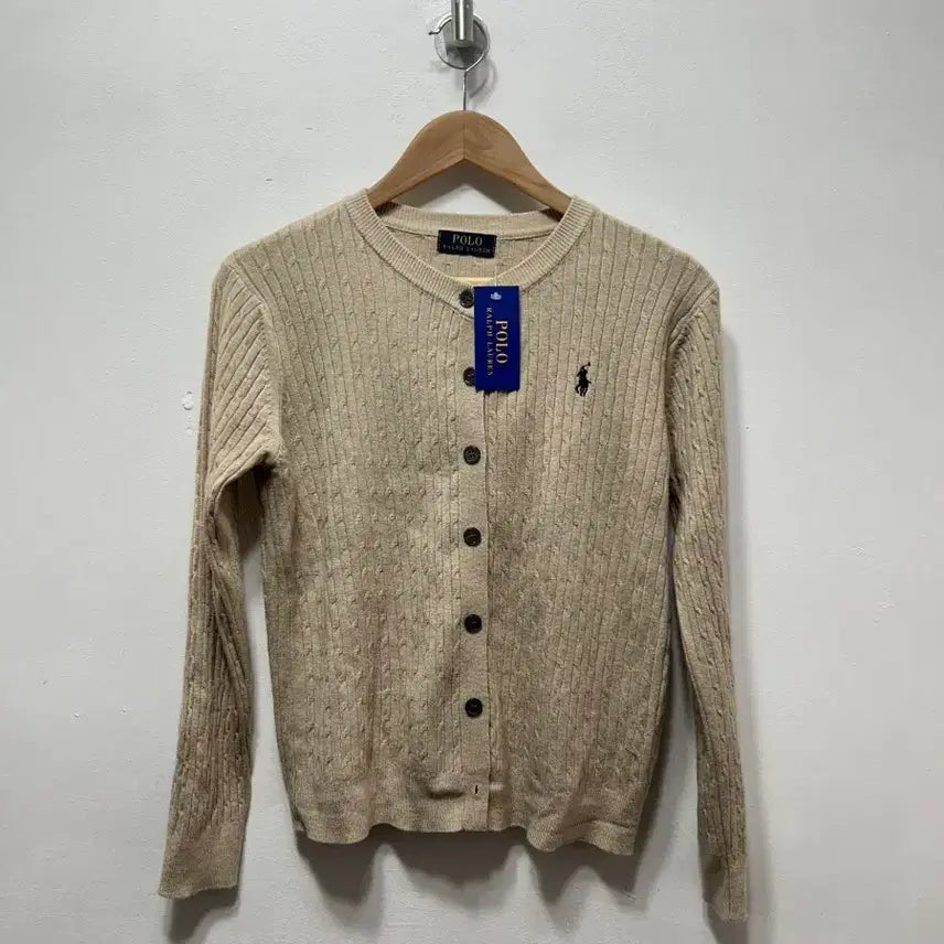[BUNJANG] Polo Ralph Lauren Beige Cable Knit Cardigan M / 폴로 랄프로렌 베이지 케이블 가디건 M