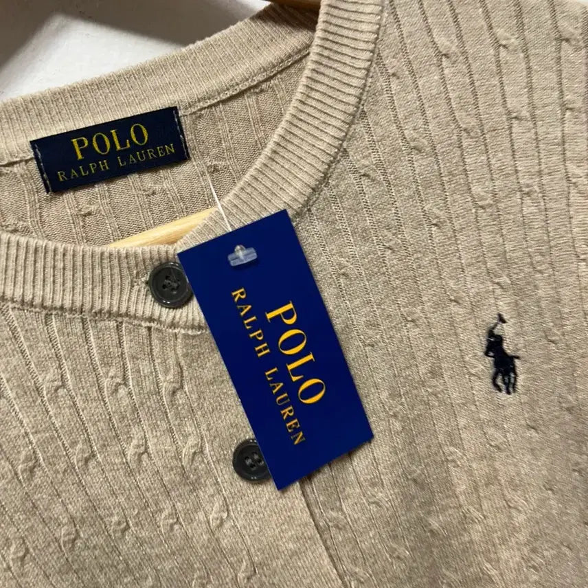 [BUNJANG] Polo Ralph Lauren Beige Cable Knit Cardigan M / 폴로 랄프로렌 베이지 케이블 가디건 M