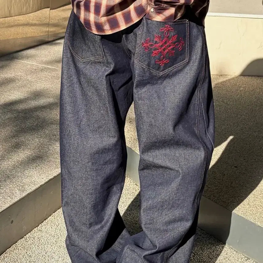 [BUNJANG] Slow Acid Back Logo Denim Pants Indigo L / 슬로우애시드 백 로고 데님 팬츠 인디고 L