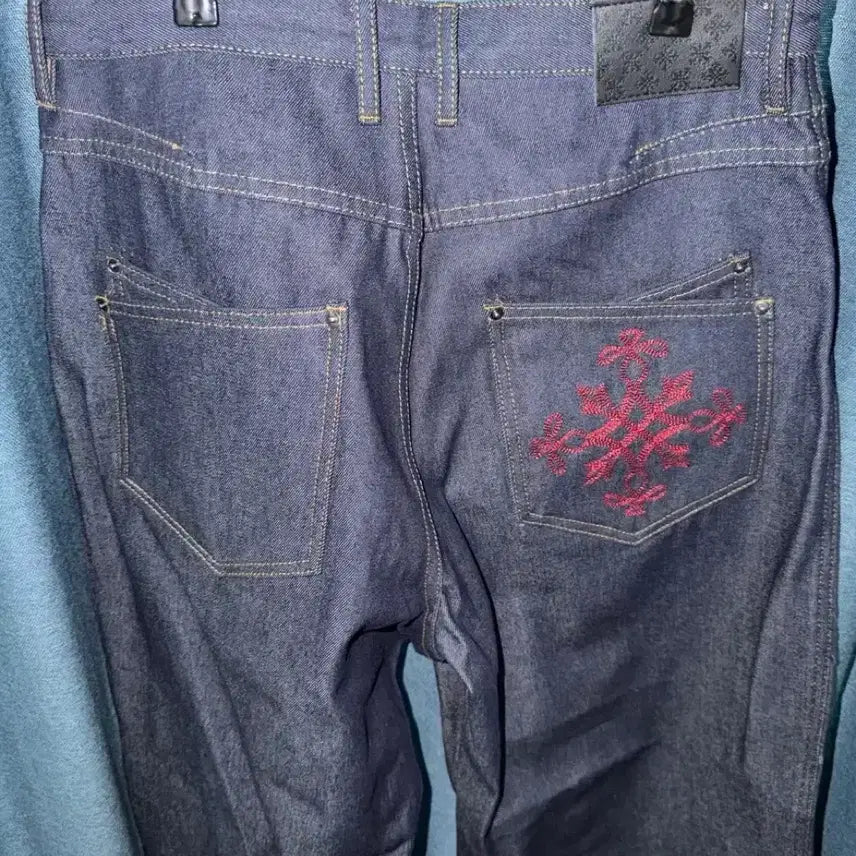 [BUNJANG] Slow Acid Back Logo Denim Pants Indigo L / 슬로우애시드 백 로고 데님 팬츠 인디고 L