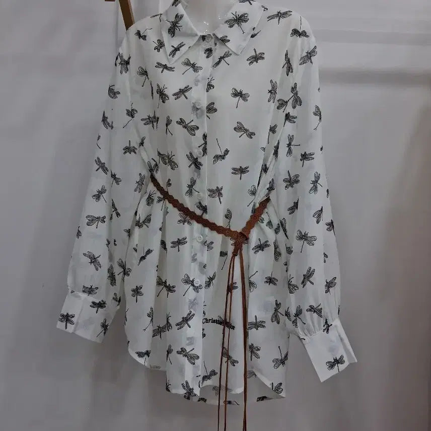 [BUNJANG] Dragonfly Pattern Silk Blouse / 잠자리 패턴 실크 블라우스  77까지