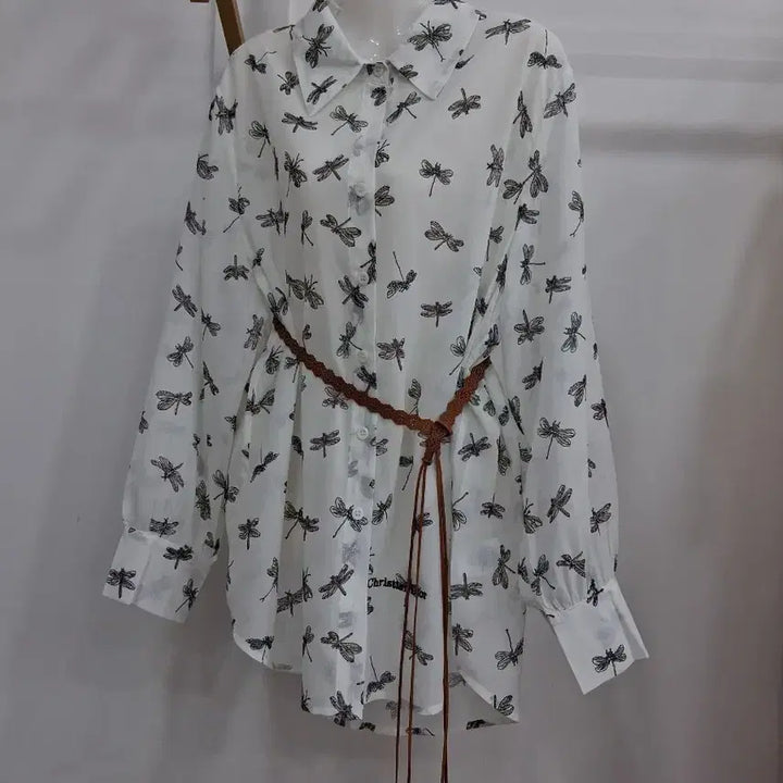 [BUNJANG] Dragonfly Pattern Silk Blouse / 잠자리 패턴 실크 블라우스  77까지