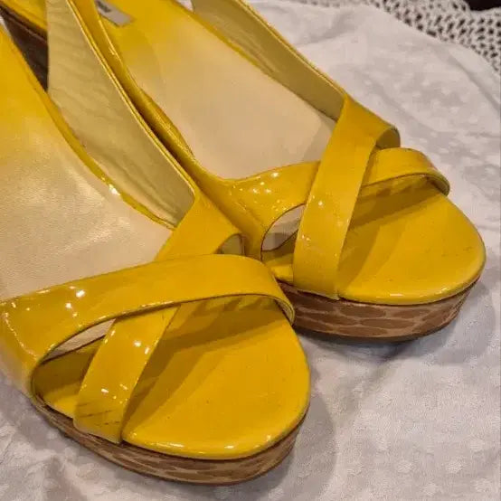 [BUNJANG] Miu Miu Yellow Wedge Heel Sandals Size 36.5 / 미우미우 옐로우 웨지힐 샌들