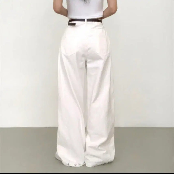 [BUNJANG] White Cotton Side Pintuck Trousers / 사이드핀턱면바지화이트