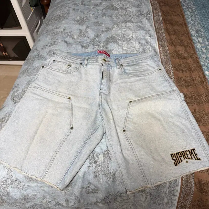 [BUNJANG] Supreme Double Knee Denim Shorts Light Blue / 슈프림 더블니 데님쇼츠 연청