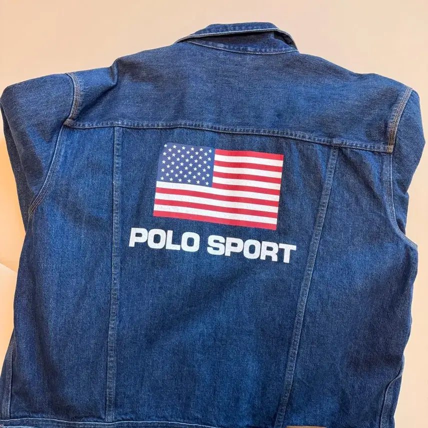 [BUNJANG] Polo Sport Star-Spangled Banner Print Denim Jacket XL / 폴로 스포츠 데님 자켓 성조기 프린팅 XL