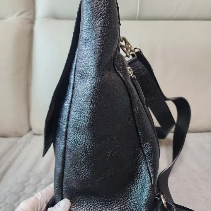 [BUNJANG] Brunomagli Crocodile Embossed Leather Backpack / 이태리 브루노말리 brunomgli 악어 천연소가죽 블랙 백팩 검정 배낭