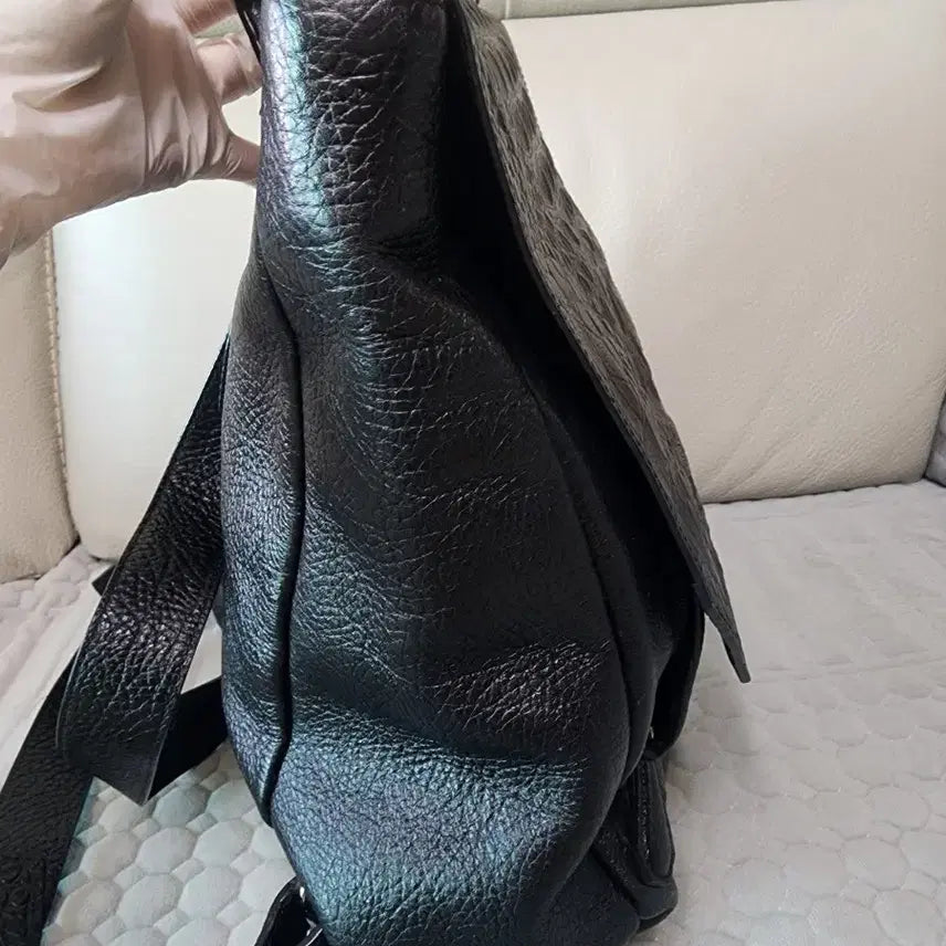 [BUNJANG] Brunomagli Crocodile Embossed Leather Backpack / 이태리 브루노말리 brunomgli 악어 천연소가죽 블랙 백팩 검정 배낭