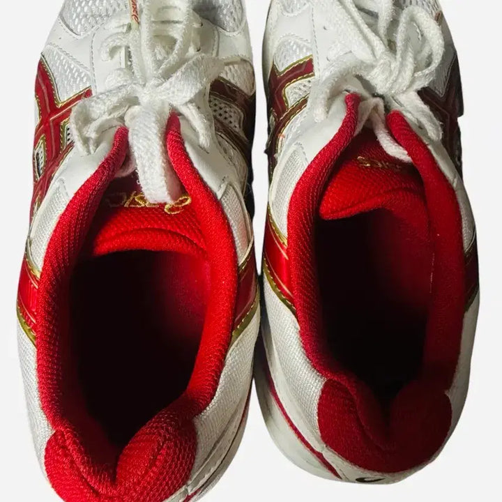 [BUNJANG] Asics White Red Indoor Sneakers Size 250 / 아식스 화이트 레드 인도어 운동화 250