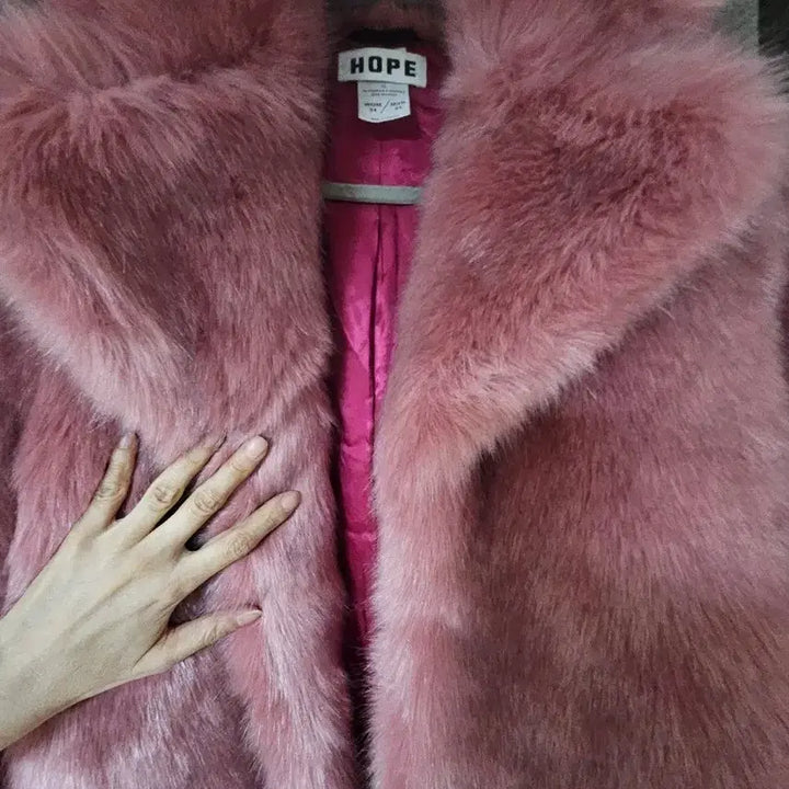 [BUNJANG] HOPE Pink Fur Coat Size 34 / HOPE 핑크 퍼 코트 34 사이즈
