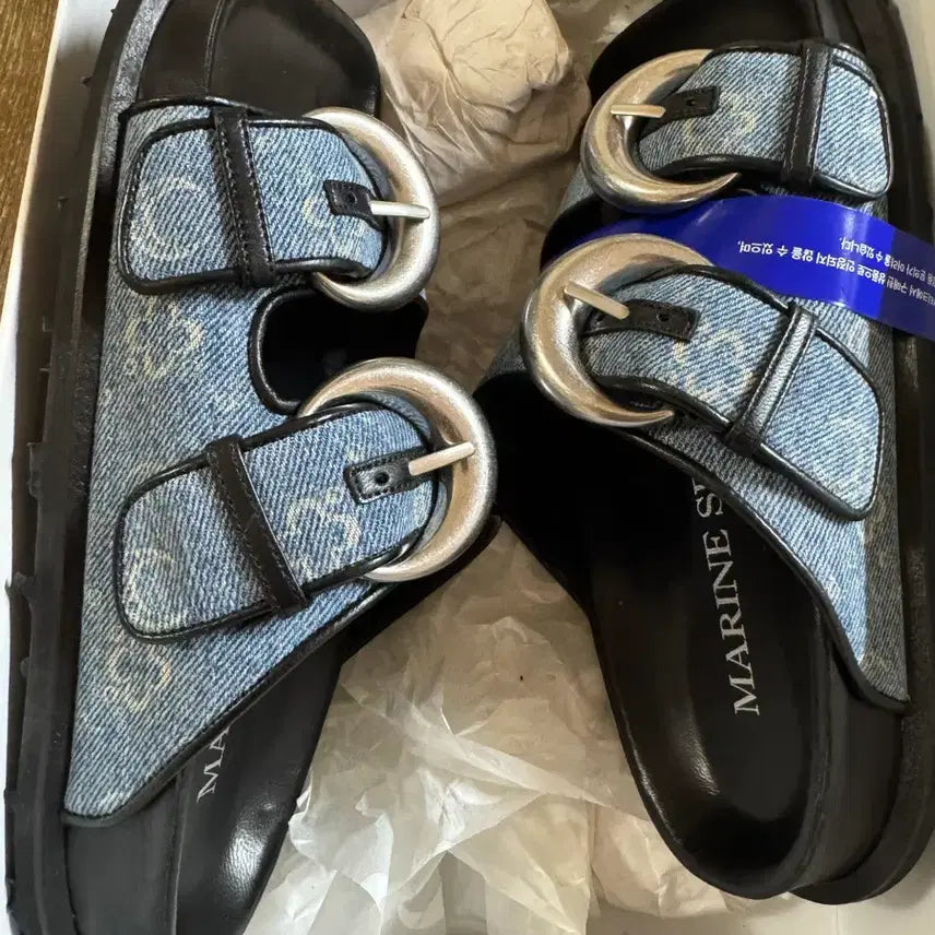 [BUNJANG] Marine Serre Buckled Denim Sandals / 마린세르 샌들