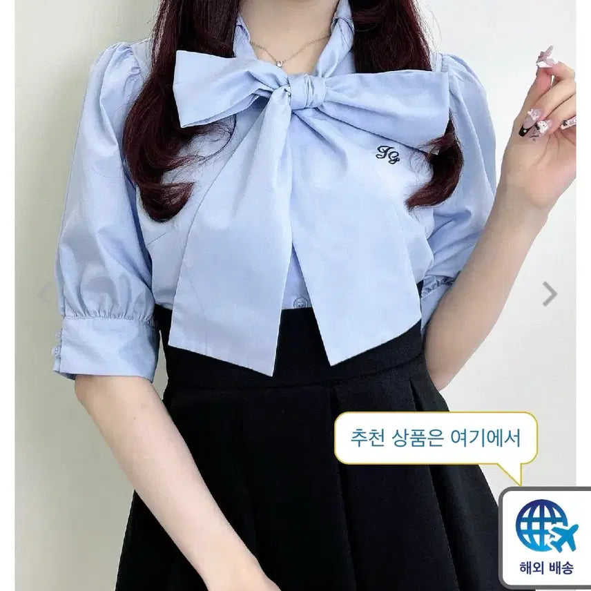 [BUNJANG] Ingni Ribbon Blouse / 양산형 스나계 잉그니 반팔 리본 블라우스 팝니당
