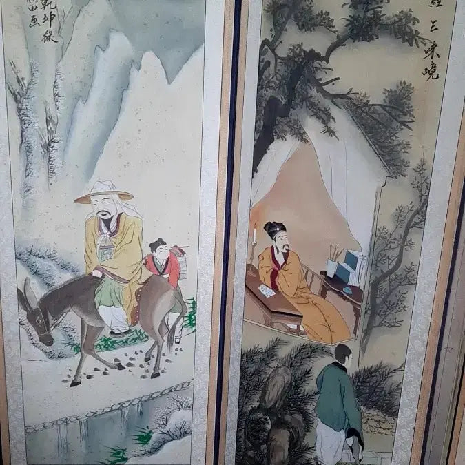 [BUNJANG] 8-Panel Folding Screen with Oriental Paintings / 동양화 ㅡ 병풍