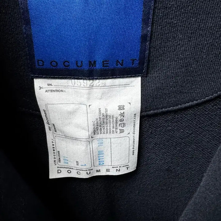 [BUNJANG] Document Navy Hooded Zip-Up Jacket L Size / 도큐먼트 네이비 후드집업 L사이즈 판매