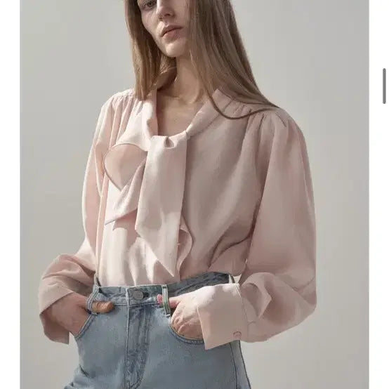 [BUNJANG] Moment Mar Tair Blouse (Pink) / 모멧 마르 타이블라우스(핑크)