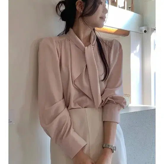 [BUNJANG] Moment Mar Tair Blouse (Pink) / 모멧 마르 타이블라우스(핑크)