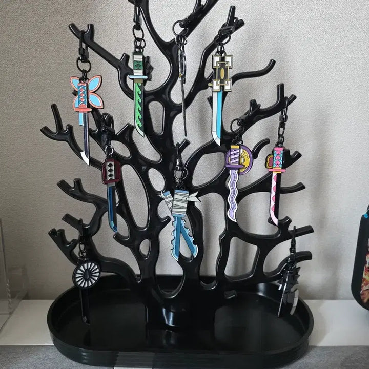 [BUNJANG] Demon Slayer Official Sunwheel Sword Keychain + Display Stand Set / 귀멸의 칼날 풀셋트 정품 일륜도 키링 + 장식대